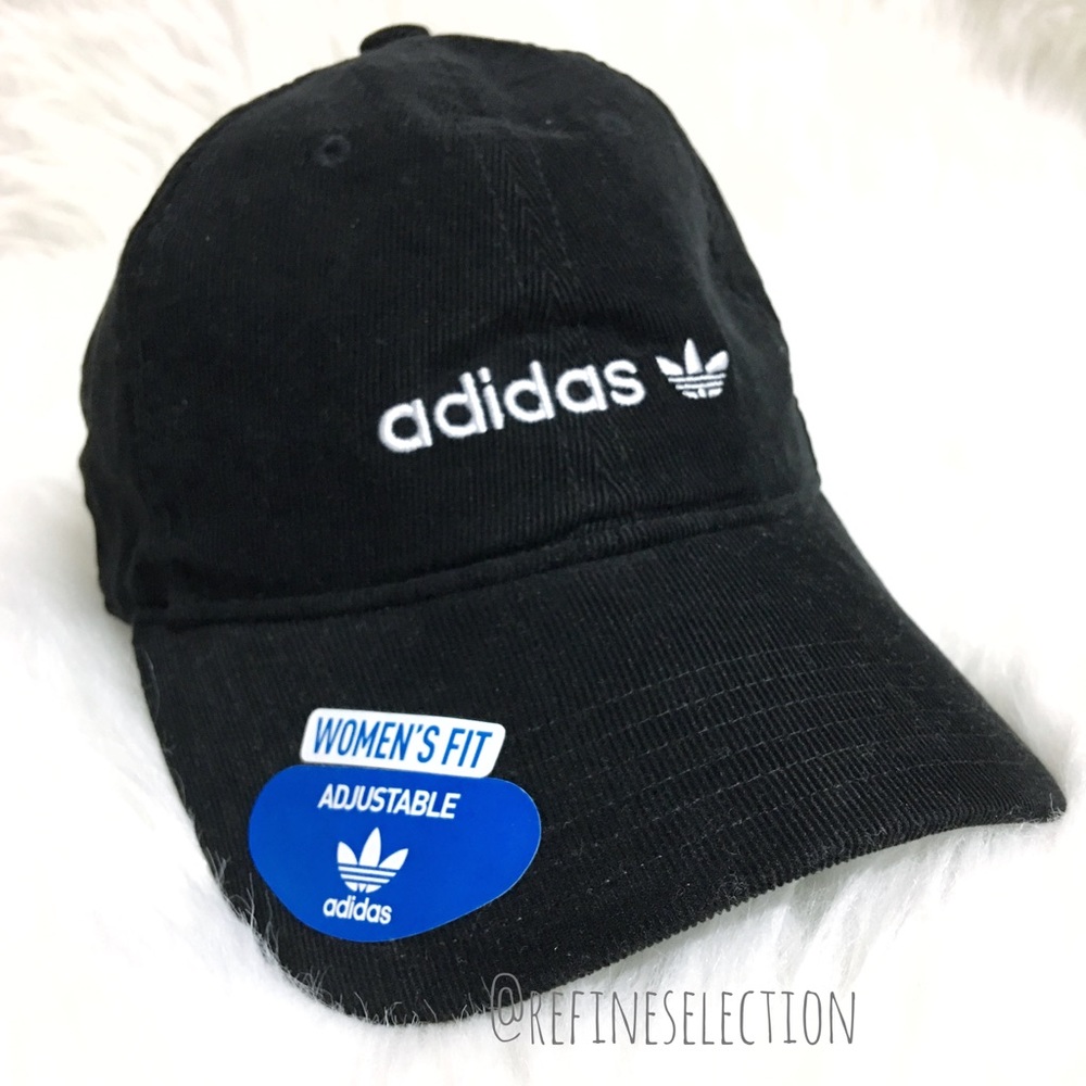 Adidas Black Corduroy Relaxed Strapback Hat Cap - Picture 3 of 8